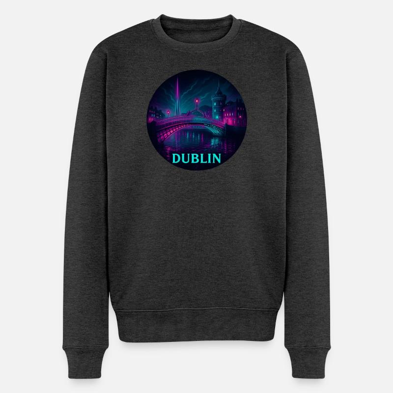 Dublin Souvenir Cyberpunk - Männer Premium Bio Pullover - Anthrazit meliert