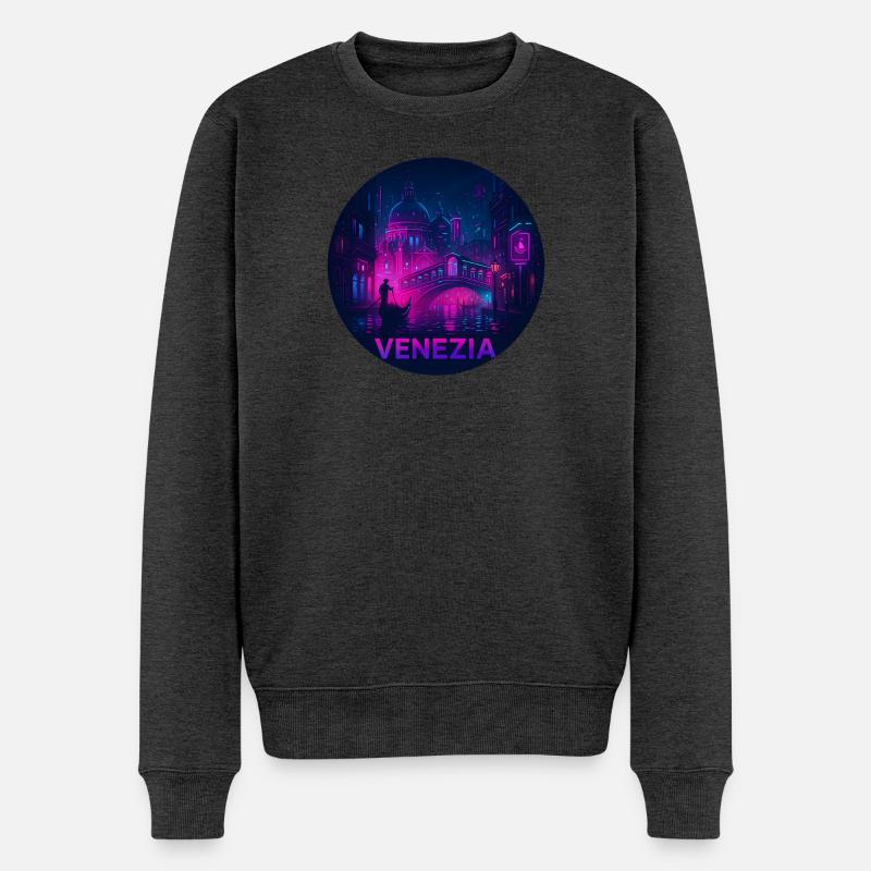 Venedig Souvenir Cyberpunk - Männer Premium Bio Pullover - Anthrazit meliert