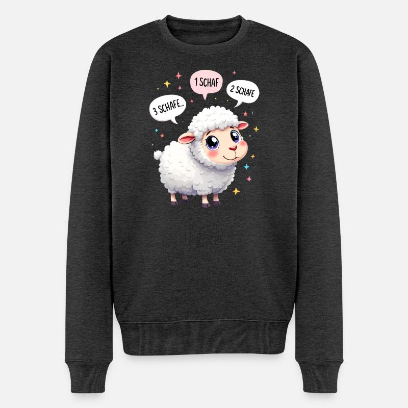 Schaf Schlafshirt schlafen Nacht Schäfer Geschenk - Männer Premium Bio Pullover - Anthrazit meliert