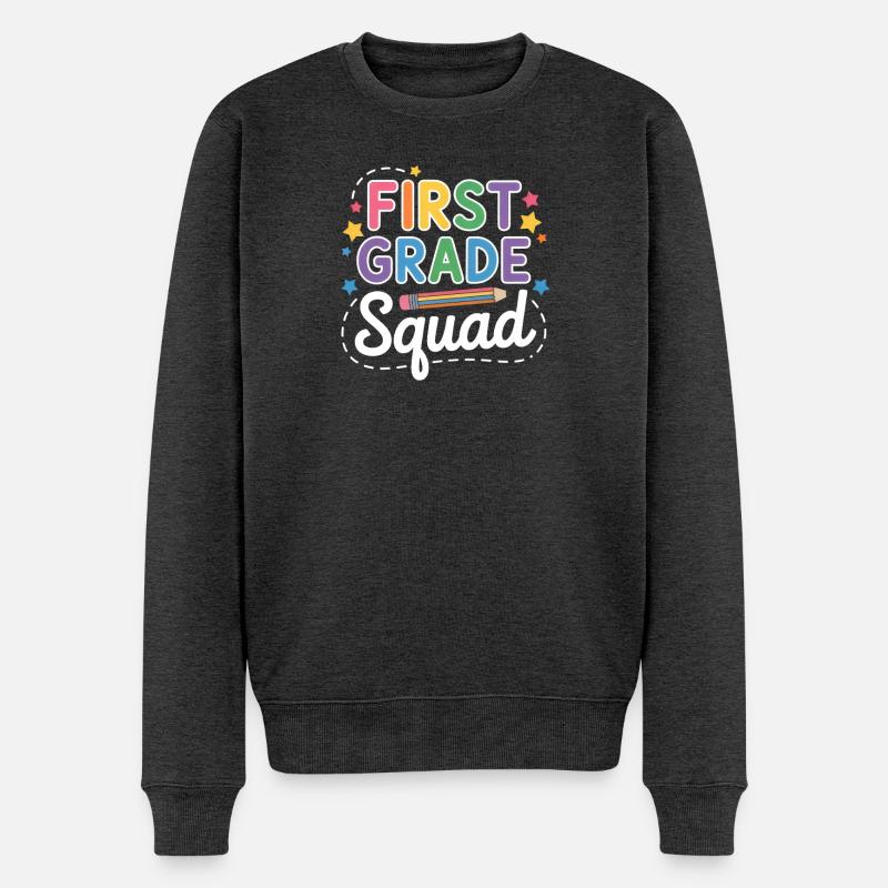 First Grade Squad Back To School - Männer Premium Bio Pullover - Anthrazit meliert