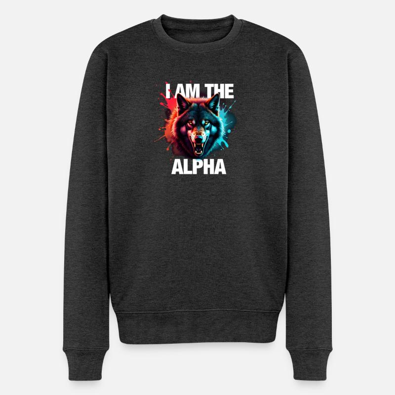 I am the Alpha Wolf - Männer Premium Bio Pullover - Anthrazit meliert