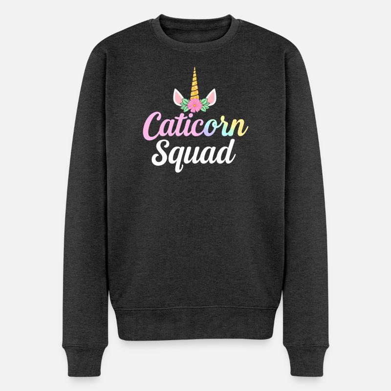 Caticorn Squad - Männer Premium Bio Pullover - Anthrazit meliert