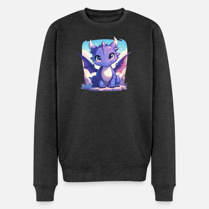 Drachen Drache - Männer Premium Bio Pullover - Anthrazit meliert