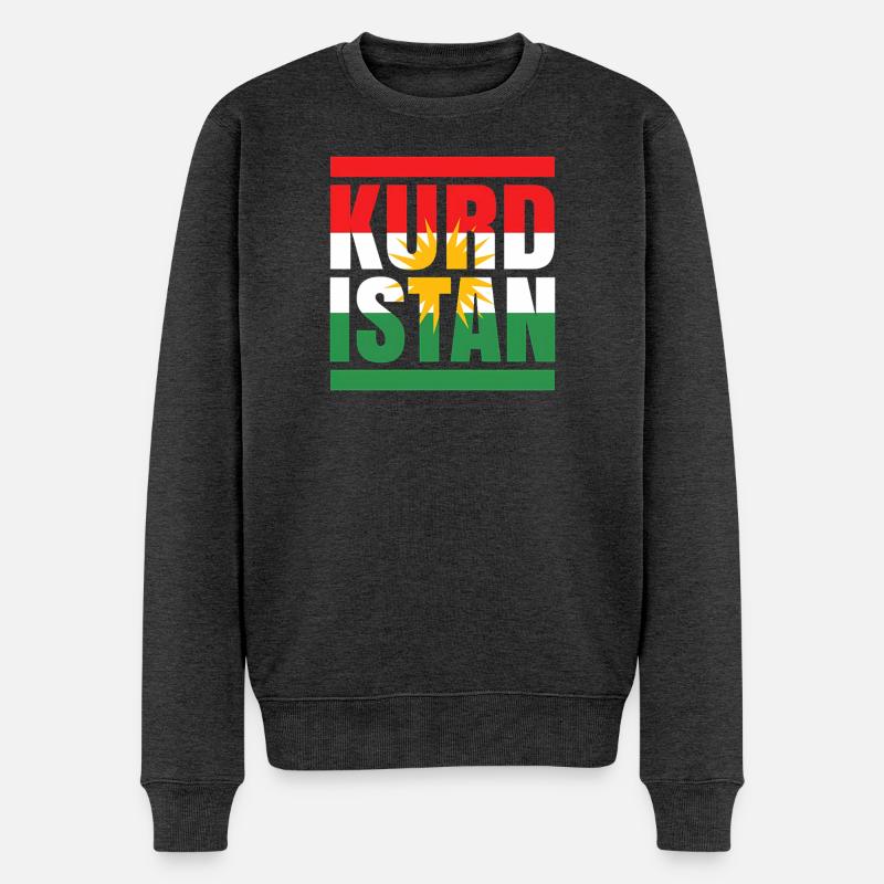 Kurdistan Flagge mit Sonnenmotif - Männer Premium Bio Pullover - Anthrazit meliert