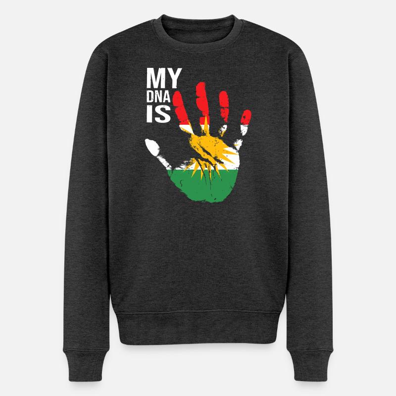 Kurdistan Kurden Handdesign mit Flagge - Männer Premium Bio Pullover - Anthrazit meliert