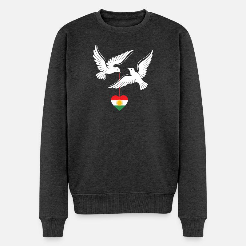 Kurdistan Kurden mit kurdischer Flagge - Männer Premium Bio Pullover - Anthrazit meliert