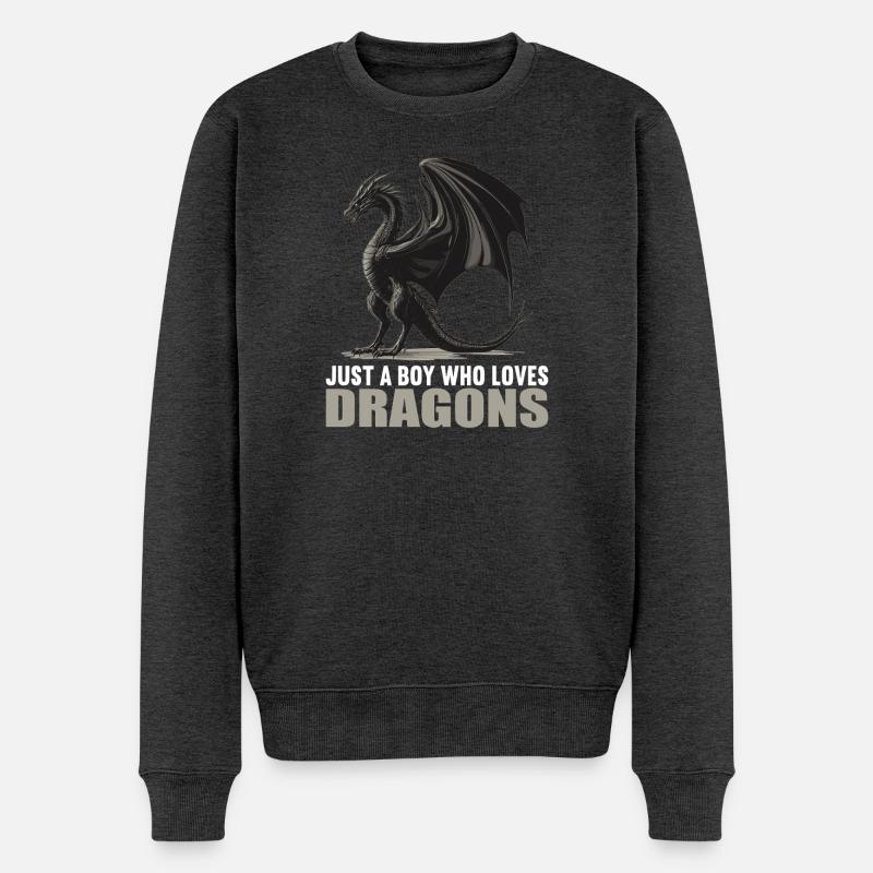 Drachen Drache - Männer Premium Bio Pullover - Anthrazit meliert