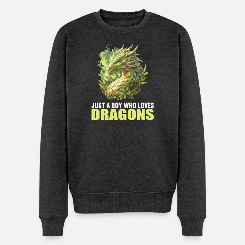 Drachen Drache - Männer Premium Bio Pullover - Anthrazit meliert