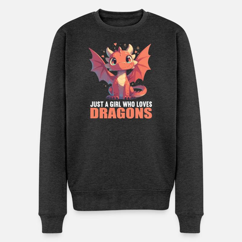 Drachen Drache - Männer Premium Bio Pullover - Anthrazit meliert
