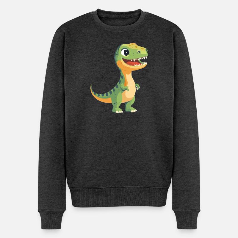 Dino Saurier Dinosaurier - Männer Premium Bio Pullover - Anthrazit meliert