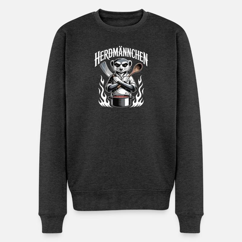 Herdmännchen kochen lustiger Koch Herdmännchen - Pull Premium bio Homme - anthracite chiné