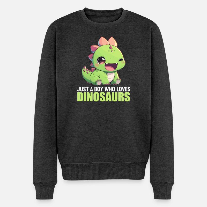 Dino Saurier Dinosaurier - Männer Premium Bio Pullover - Anthrazit meliert