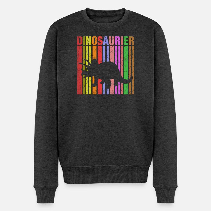 Dinosaurier Silhouette mit Farbdetails - Männer Premium Bio Pullover - Anthrazit meliert