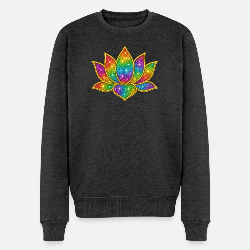 Symbole de lotus à paillettes vibrantes - Pull Premium bio Homme - anthracite chiné