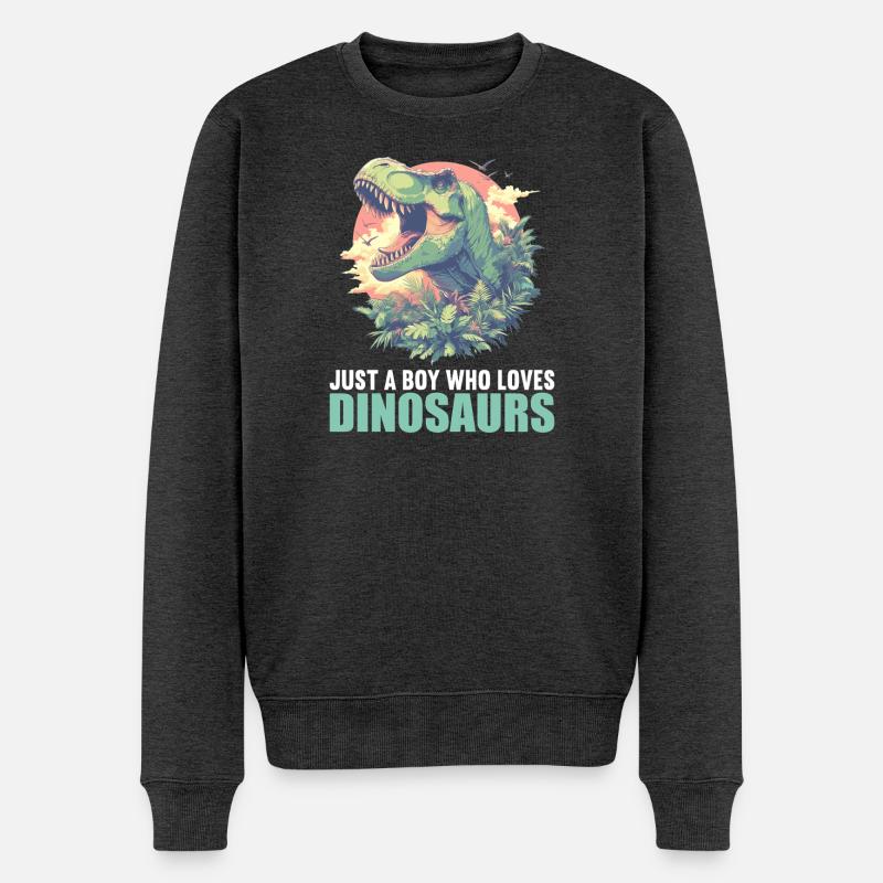 Dino Saurier Dinosaurier - Männer Premium Bio Pullover - Anthrazit meliert
