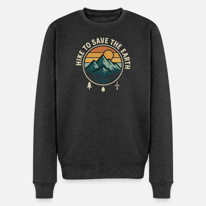 Wandern Um Die Erde Zu Retten Landschaft - Männer Premium Bio Pullover - Anthrazit meliert