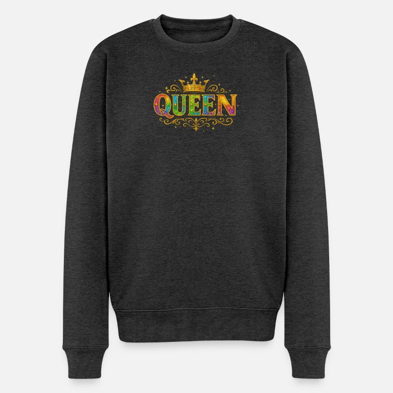 Königinnenhaftes Glitzergold Design - Männer Premium Bio Pullover - Anthrazit meliert