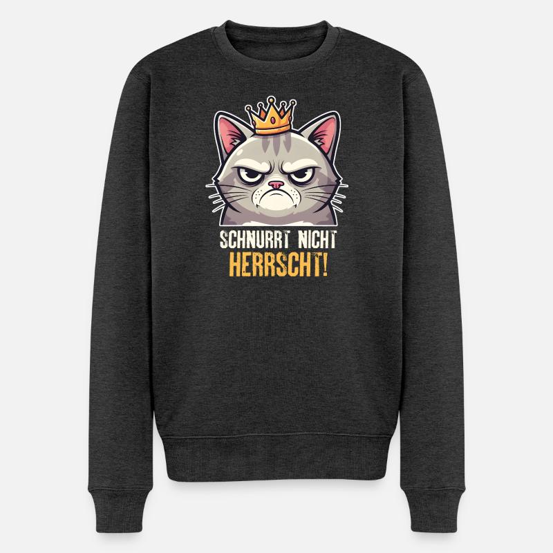Grumpy Katze Herrscher Design - Pull Premium bio Homme - anthracite chiné