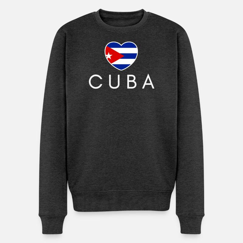 Ich liebe Kuba, Herz Kuba - Männer Premium Bio Pullover - Anthrazit meliert