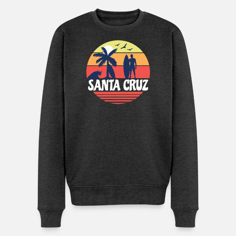 Santa Cruz Sunset Surf - Männer Premium Bio Pullover - Anthrazit meliert