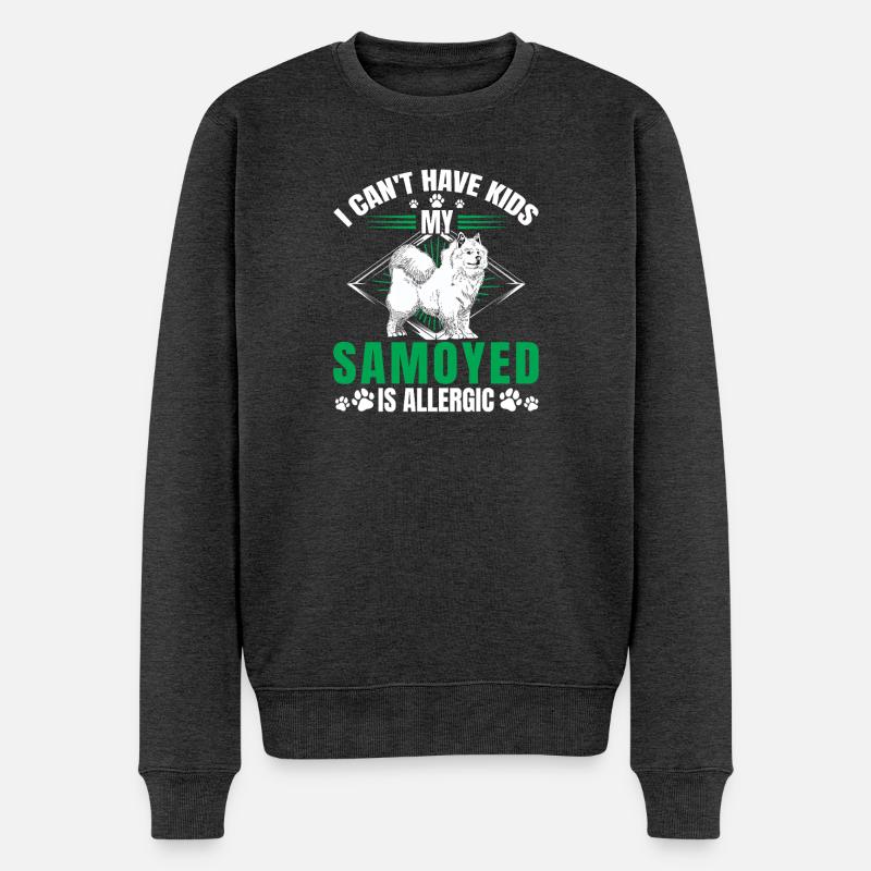 Samojede ist allergisch Schlittenhund - Männer Premium Bio Pullover - Anthrazit meliert