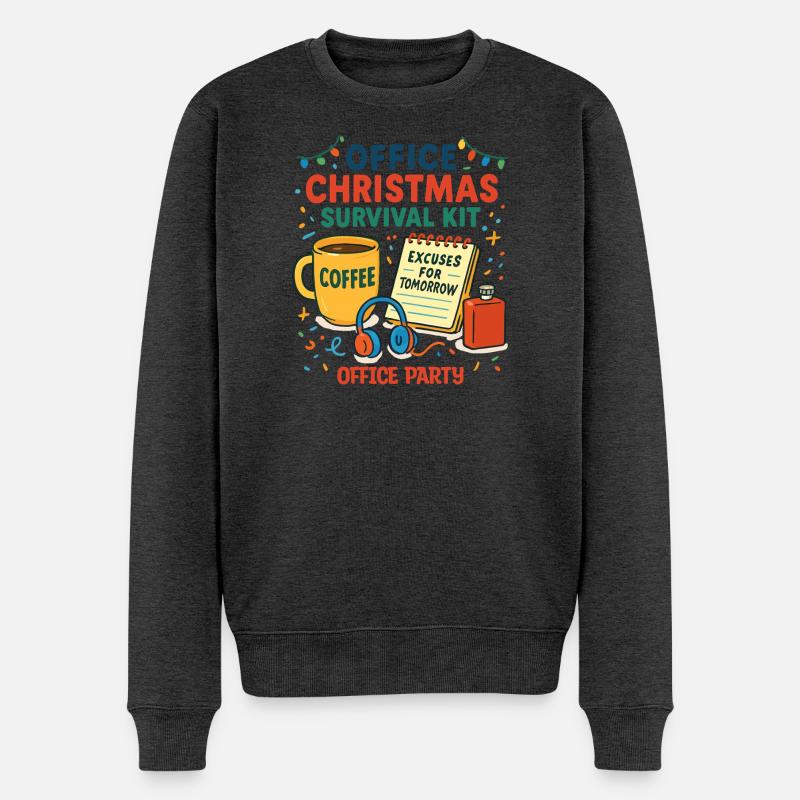 Büro-Weihnachtsfeier-Überlebenskit - Männer Premium Bio Pullover - Anthrazit meliert