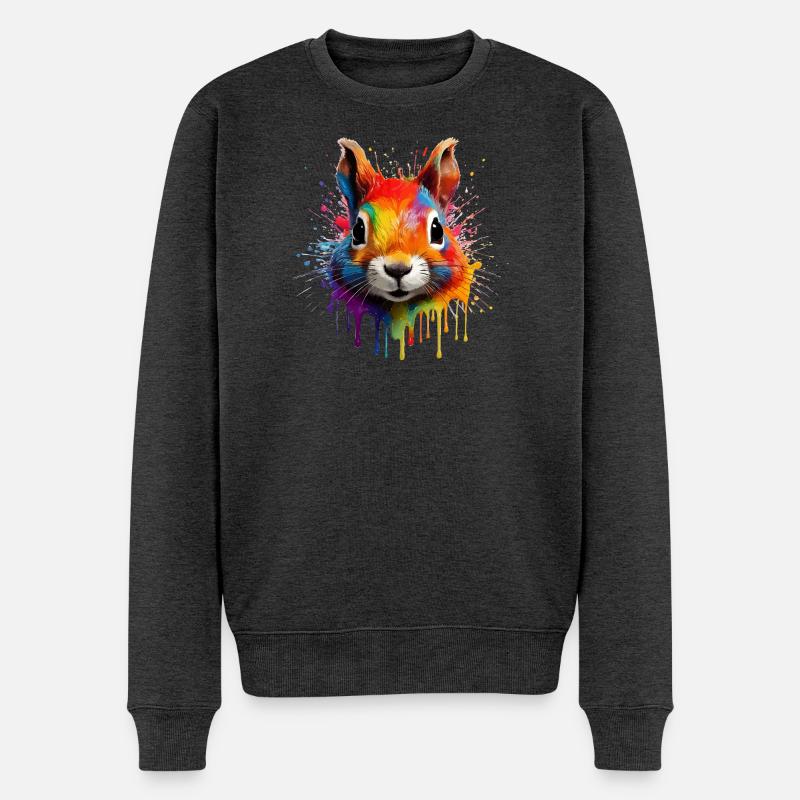 Buntes Eichhörnchen  - Männer Premium Bio Pullover - Anthrazit meliert