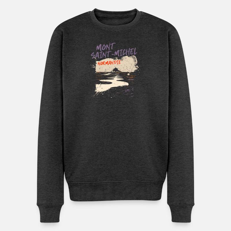 Mont Saint-Michel, Normandie - Männer Premium Bio Pullover - Anthrazit meliert