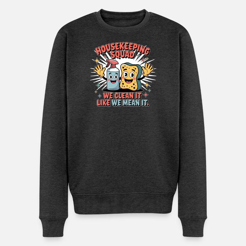 Lustiges Putzen Design - Männer Premium Bio Pullover - Anthrazit meliert