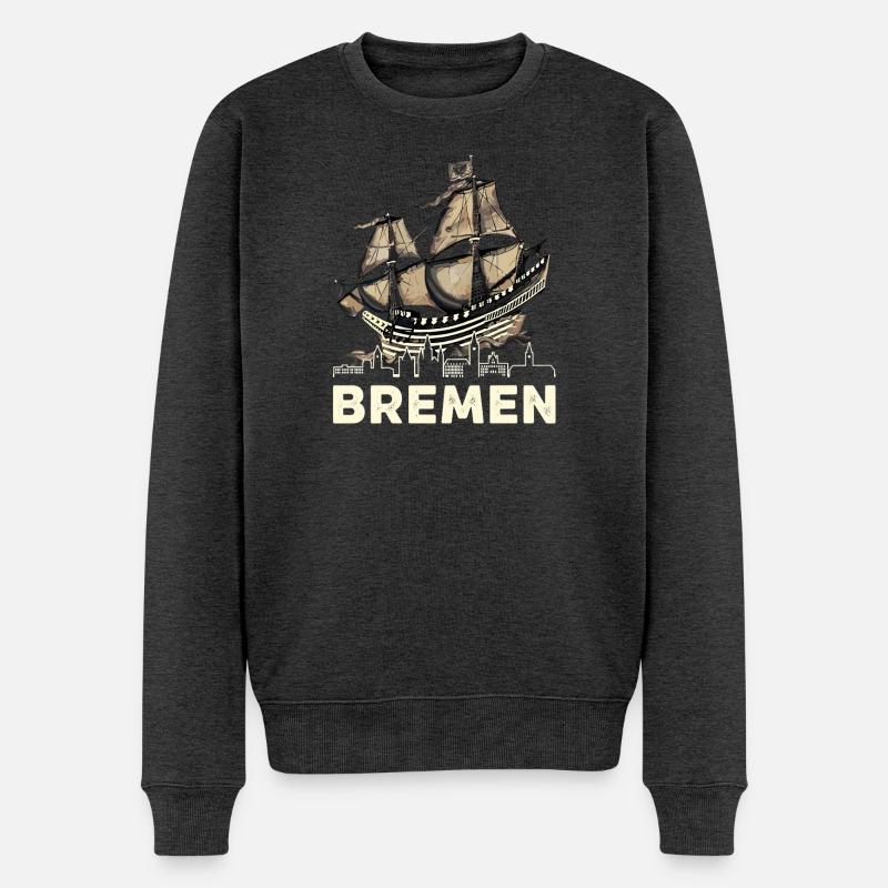Historische Bremer Hansekogge  - Männer Premium Bio Pullover - Anthrazit meliert