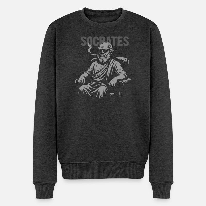 Sokrates-Rauch-Porträt - Männer Premium Bio Pullover - Anthrazit meliert