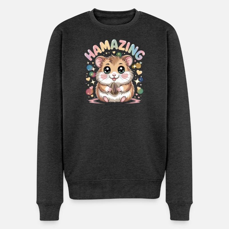 Hamazing Kawaii Hamster Samen Herzen - Männer Premium Bio Pullover - Anthrazit meliert