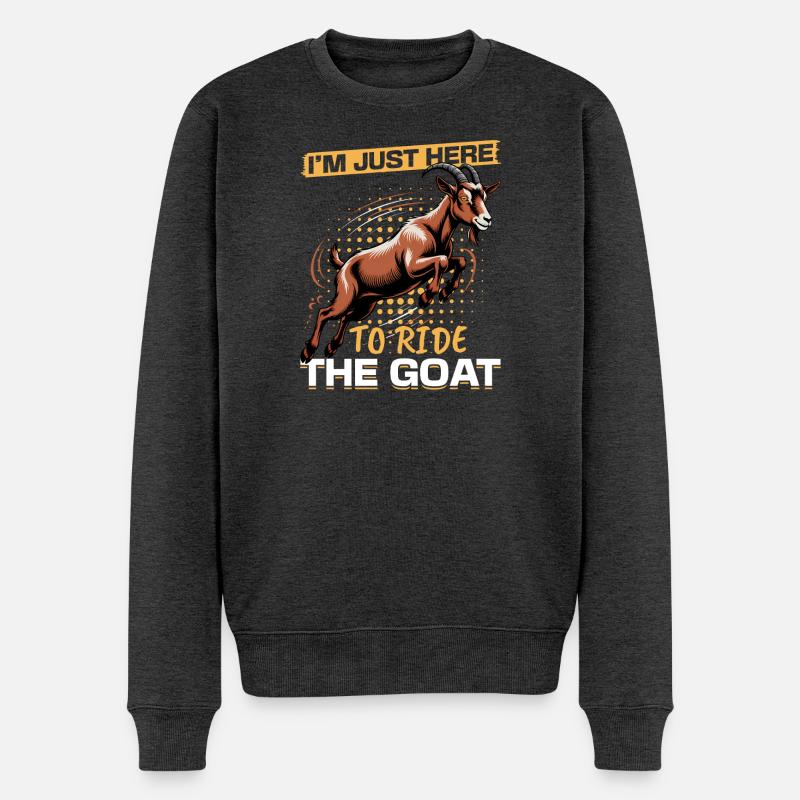 Funny Farm Animal Goat - Männer Premium Bio Pullover - Anthrazit meliert