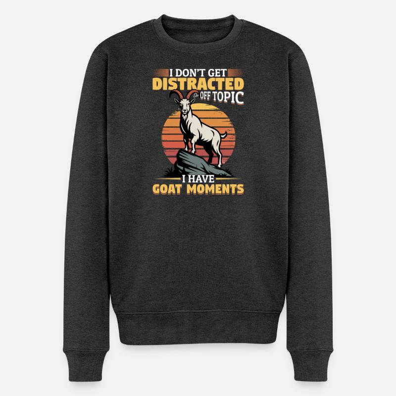 Drôle d’animal de la ferme chèvre - Pull Premium bio Homme - anthracite chiné