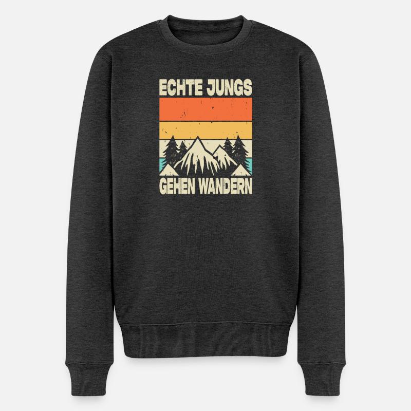 Wandern Sprüche Wanderer Wanderoutfits - Männer Premium Bio Pullover - Anthrazit meliert