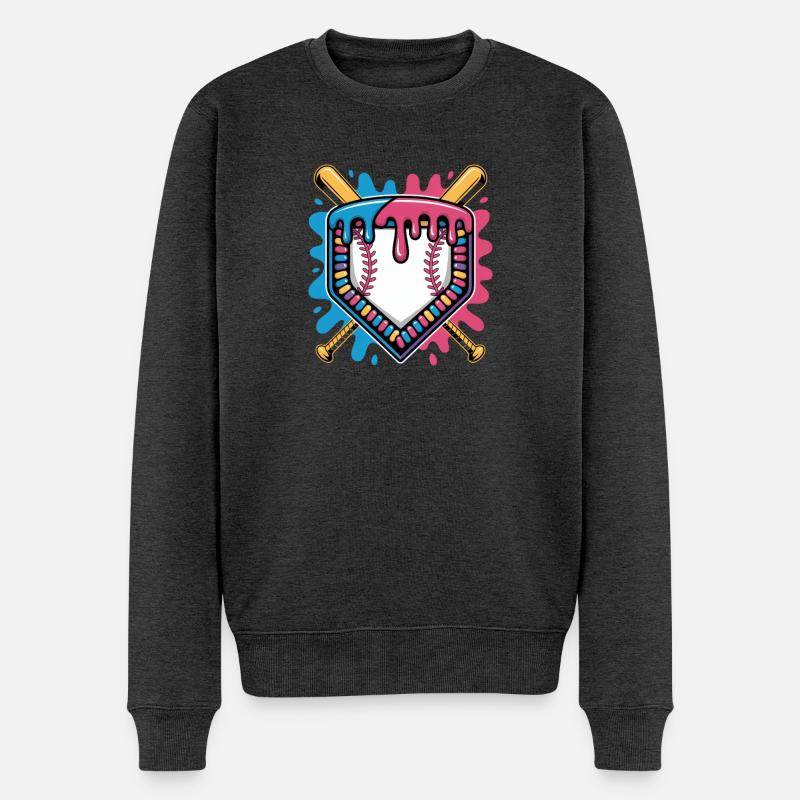 Baseball Home Plate Bats Farbsplash - Männer Premium Bio Pullover - Anthrazit meliert