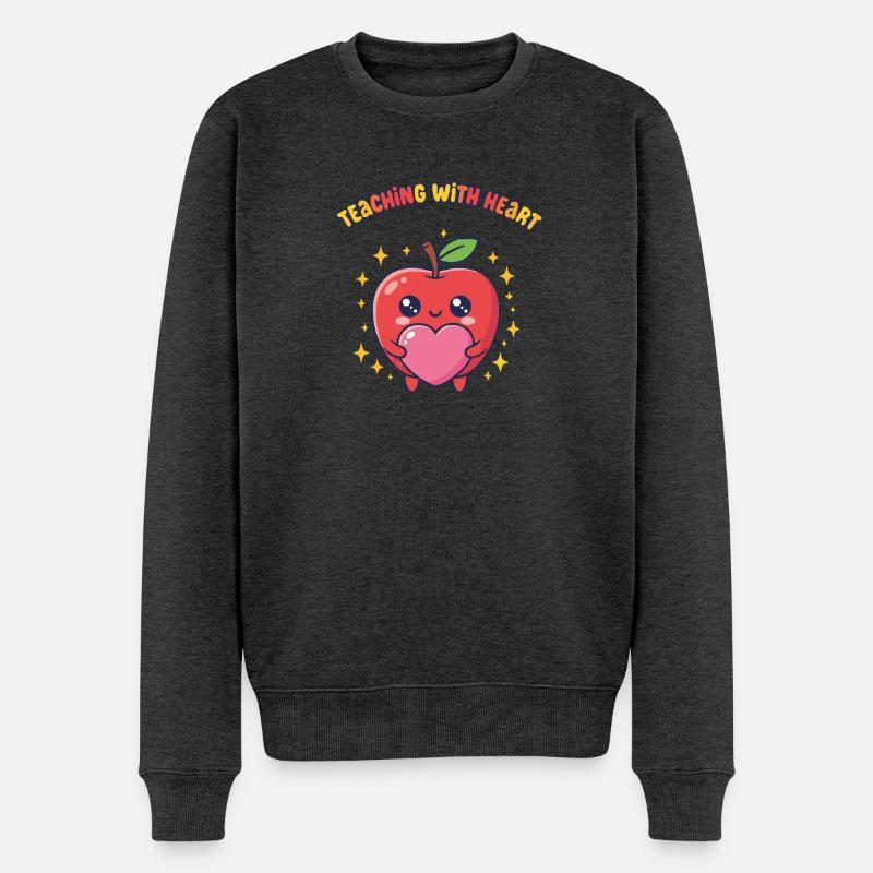 Amour Enseignement Cœur Citation Enseignant - Pull Premium bio Homme - anthracite chiné