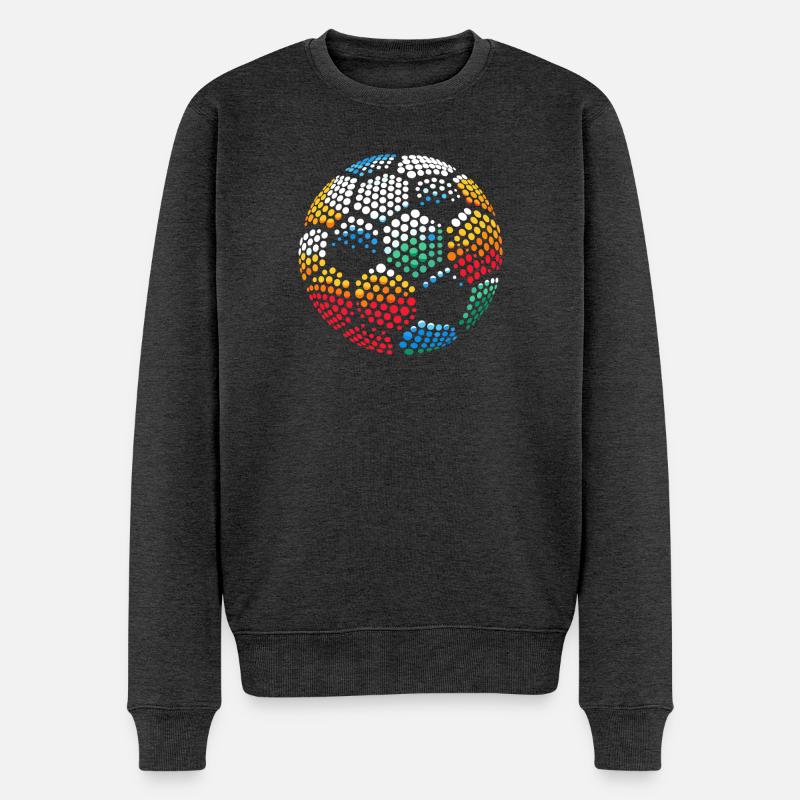 Fleckiger bunter Punkt Mosaik Globus - Männer Premium Bio Pullover - Anthrazit meliert