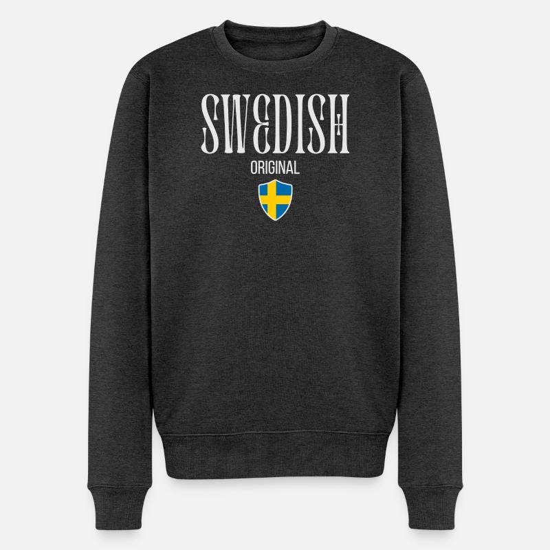 Original schwedisch, schwedischer Stolz - Männer Premium Bio Pullover - Anthrazit meliert