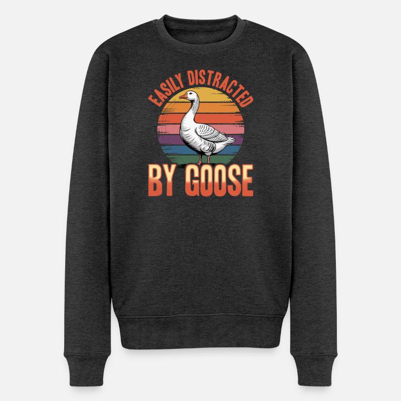 Funny Bird Goose - Männer Premium Bio Pullover - Anthrazit meliert