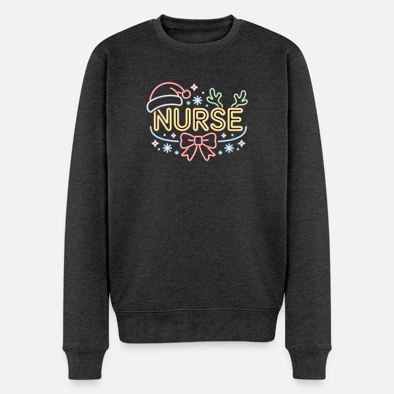 Frohe Weihnachten Krankenschwester - Männer Premium Bio Pullover - Anthrazit meliert