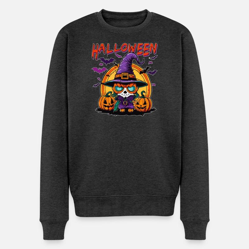 HALLOWEEN - Männer Premium Bio Pullover - Anthrazit meliert