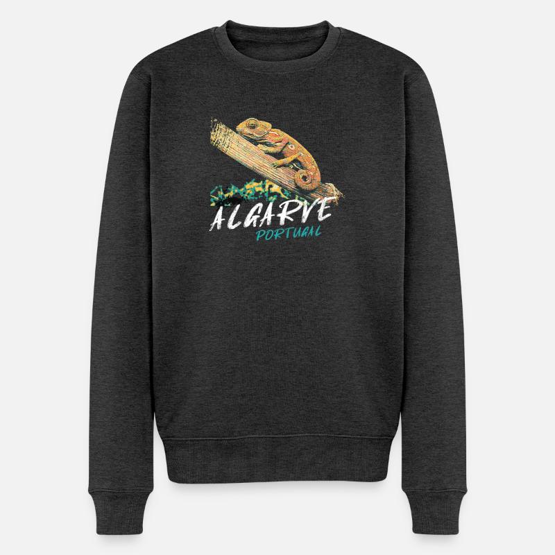 Chamäleon der Algarve bunte Illustration - Männer Premium Bio Pullover - Anthrazit meliert