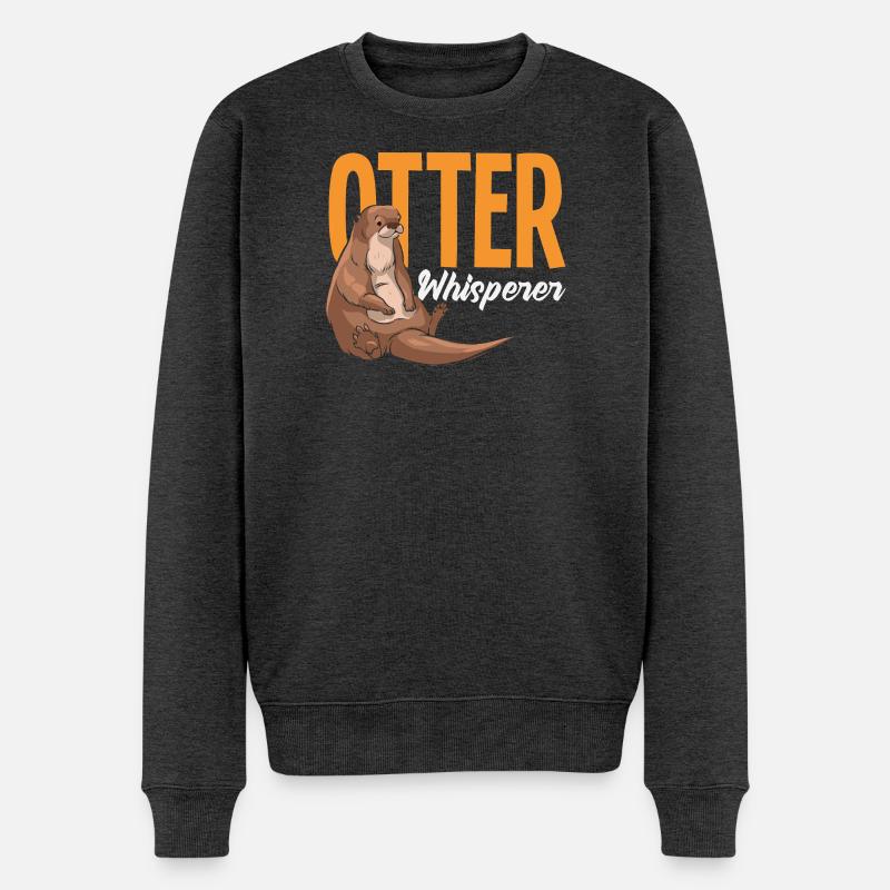 Otterflüsterer Seeotter Cartoon - Männer Premium Bio Pullover - Anthrazit meliert