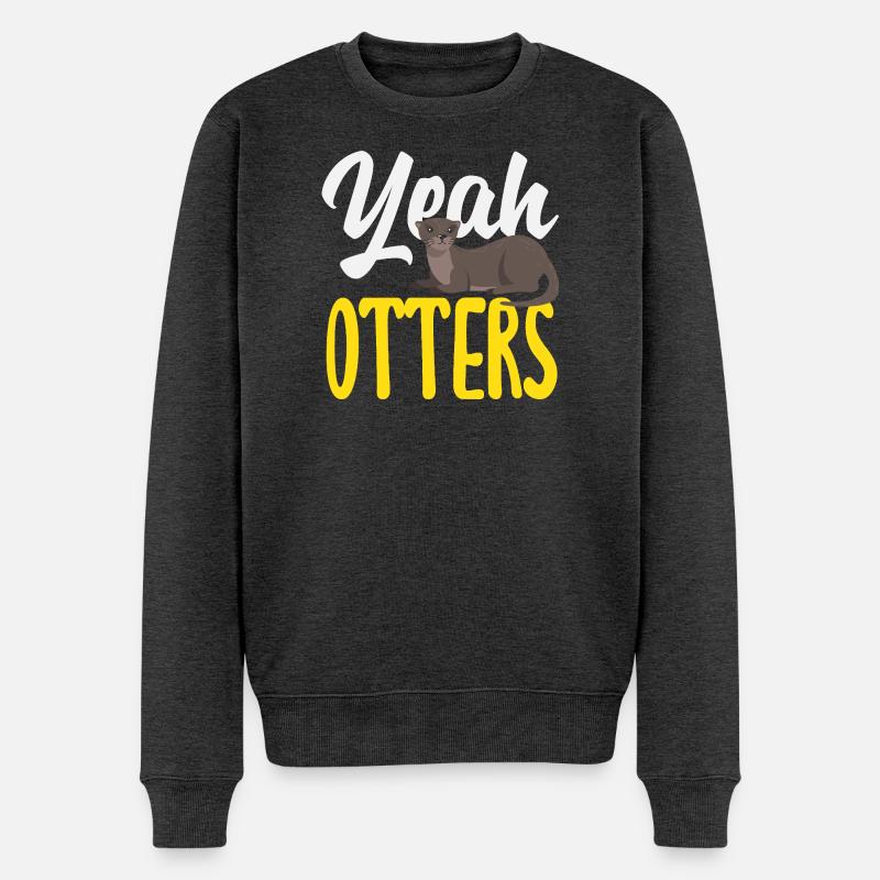 Ja Seeotter Cartoon - Männer Premium Bio Pullover - Anthrazit meliert