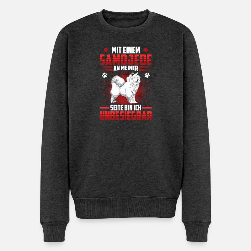 Samojede unschlagbar Schlittenhund - Männer Premium Bio Pullover - Anthrazit meliert