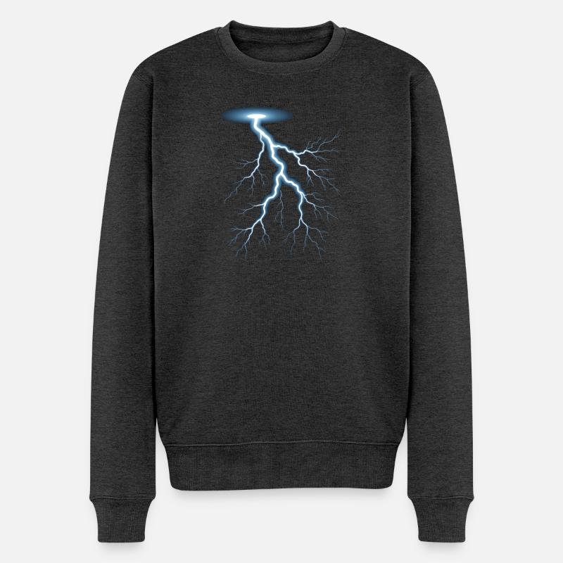 Blitz Blitzschlag Gewitter Strom Sturm - Männer Premium Bio Pullover - Anthrazit meliert