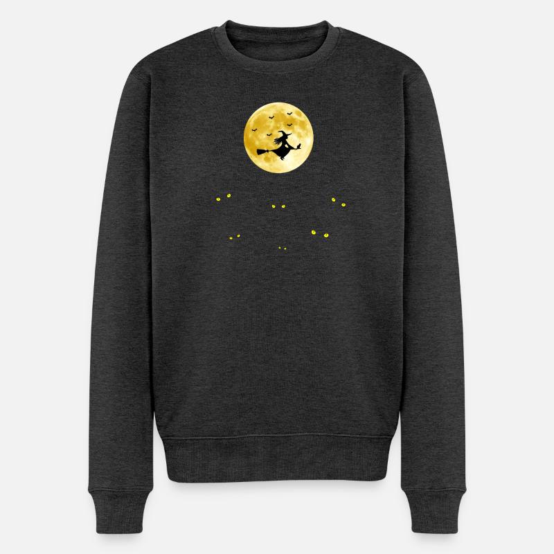 Mondnächte Hexenflug - Männer Premium Bio Pullover - Anthrazit meliert