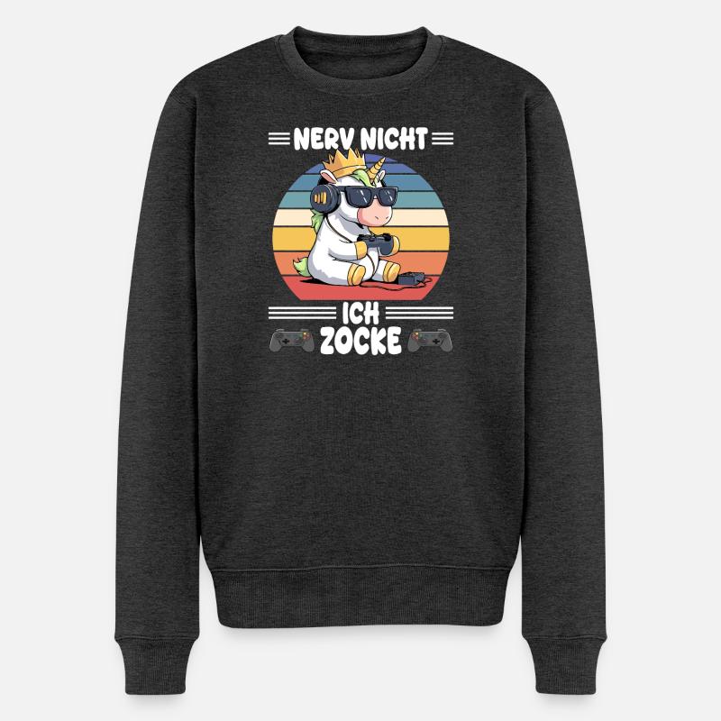 nerv nicht, ich zocke - Männer Premium Bio Pullover - Anthrazit meliert