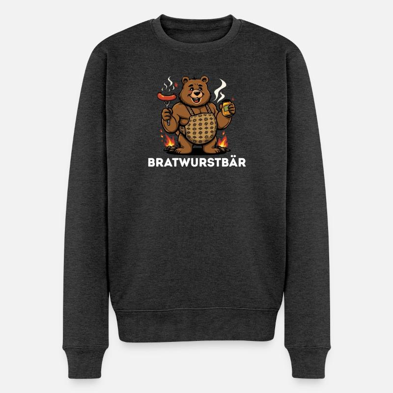 Bratwurstbär Grillfest Geschenk Geschenkidee  - Männer Premium Bio Pullover - Anthrazit meliert